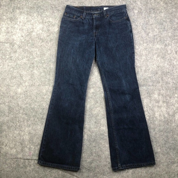Vintage 90s Levi’s 514 Super Low Flared Leg 9 M JR. USA Denim Jeans Blue Baggy - Picture 1 of 12